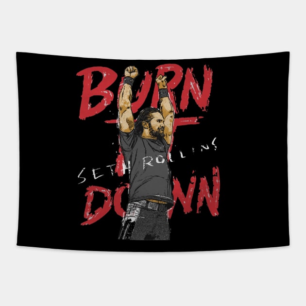 Seth Rollins Burn It Down Tapestry by MunMun_Design