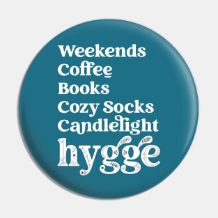 Hygge List Weekends Coffee Cozy Socks Candlelight Pin