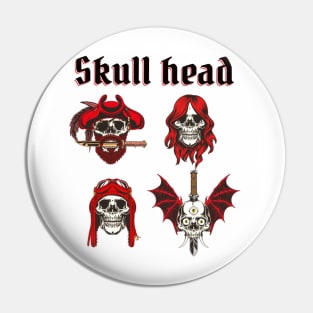 head skull retro red Pin