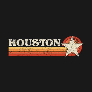 Retro Houston Texas Vintage Weathered Stripes T-Shirt