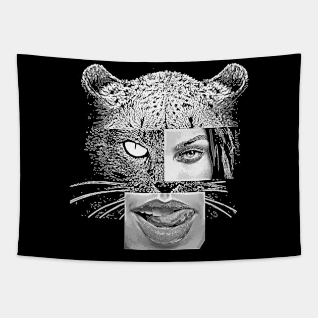 Cat Sexy Hot Woman Girl Leopard Black Panther Cheetah Cougar Tapestry by Activate