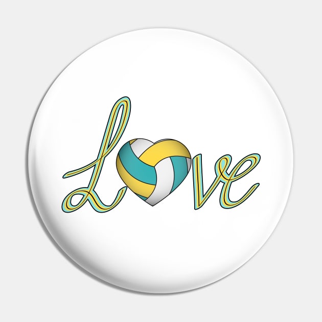 Love Volleyball Pin by Designoholic