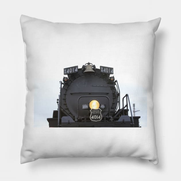 Big Boy 4014 closeup with a light on the front. Pillow by ROBERTDBROZEK