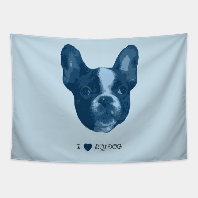 Dogs - French bulldog blue Tapestry by PrintablesPassions