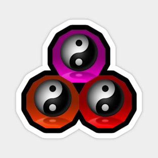 Yin Yang Triangle - Pink, Red and Orange Magnet