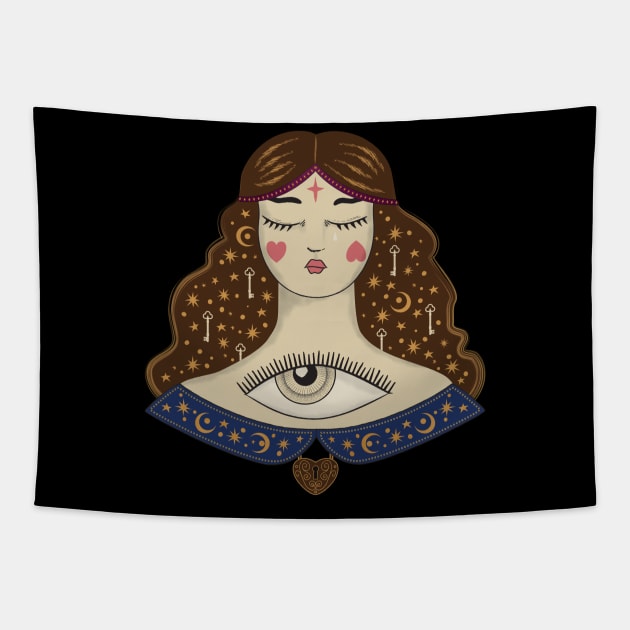 Sad to See You Fortune Teller Tapestry by SunGraphicsLab