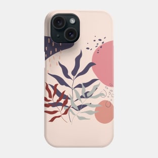 Abstract shapes and tropical leaves digital design Phone Case