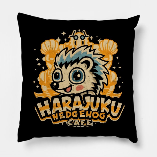 Harajuku Hedgehog Cafe Pillow by Ravenglow