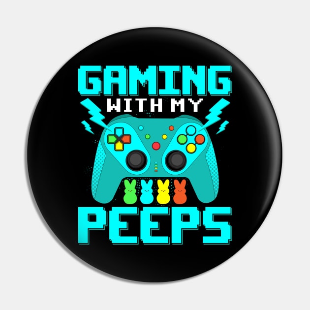 Funny Gaming Quote Gaming With My Peeps Game Controller Video Gamer Gift Pin by BadDesignCo