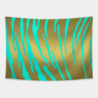 Gold Tiger Stripes Aqua Tapestry