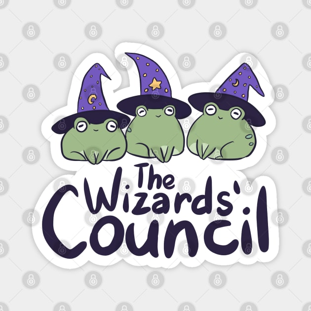 The wizards council a cute wizard frogs wearing a magic hats Magnet by Yarafantasyart