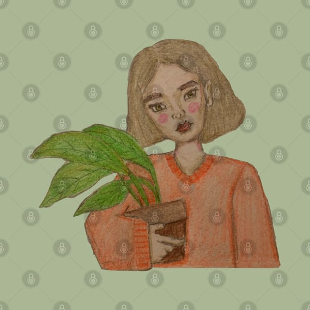 girl holding a plant by lumilum