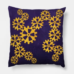 Cool steampunk gears on a purple background Pillow