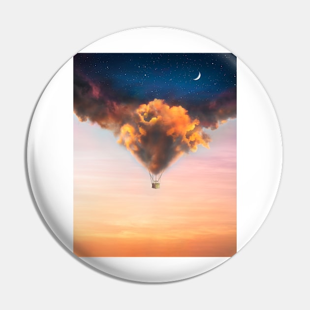 Cloudy Day/Night Balloon Pin by galaxigabriel