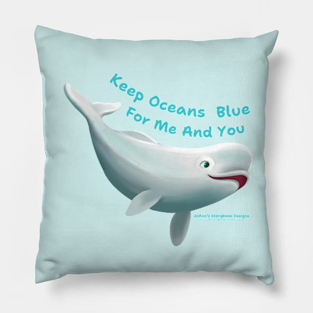 Beluga Whale Design Pillow by JoAnn's Storybook Designs 