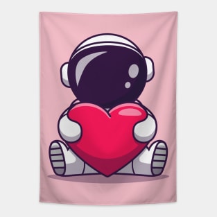 Cute Astronaut Holding Heart Love Tapestry