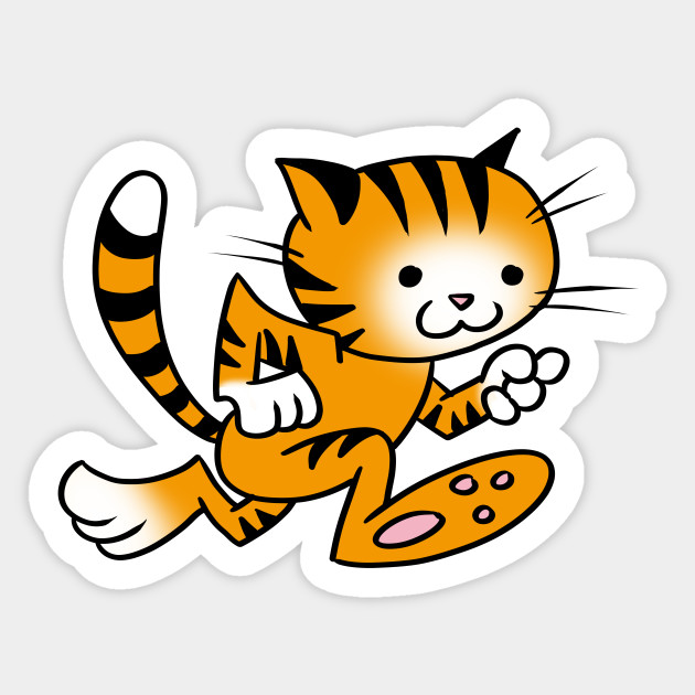 Run Cat Run Running Cat Sticker Teepublic