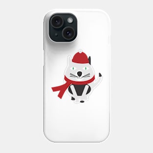 Cartoon Cat with Red Hat and Scarf Phone Case