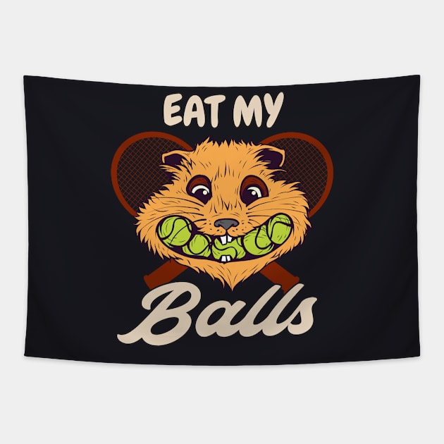 Tennis Hamster Ball Humor Tapestry by Foxxy Merch