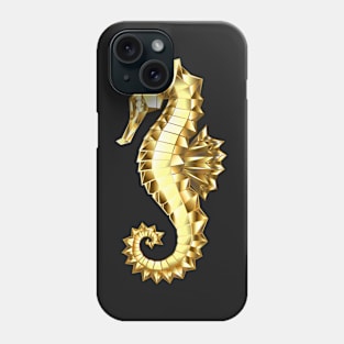 Gold Polygonal Seahorse Phone Case