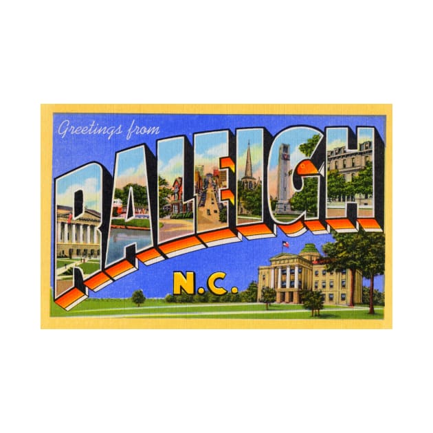 Greetings from Raleigh North Carolina, Vintage Large Letter Postcard by Naves