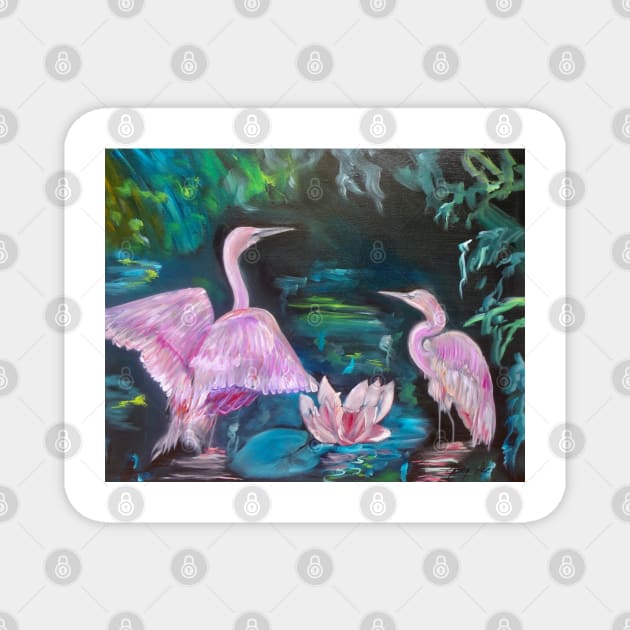 Pink Egrets Magnet by jennyleeandjim