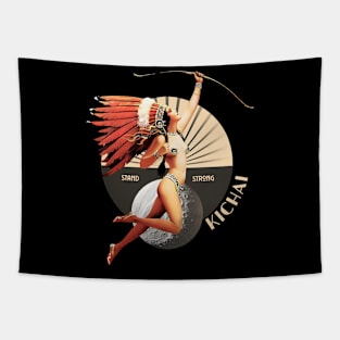 Kichai 1920's Art Deco Indian Moon Pin Up Girl Retro Stand Strong Tapestry