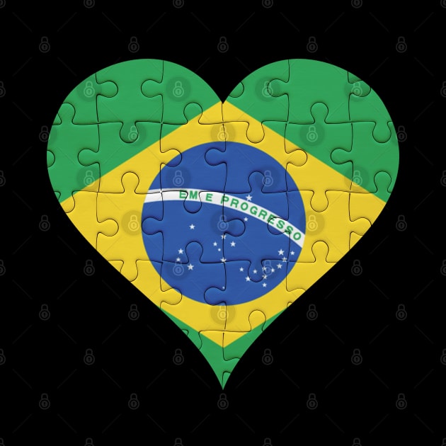 Brazilian Jigsaw Puzzle Heart Design - Gift for Brazilian With Brazil Roots by Country Flags