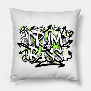 DRUM & BASS  - Graffiti Steez (Lime/black) Pillow