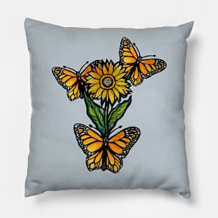 Sunflower And Monarch Butterfly Garden Pillow