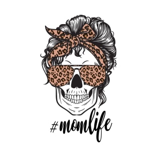 Mom Life Skull Cheetah print Retro Bandana T-Shirt