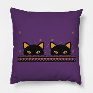 Cute Black Cat Halloween Fall Autumn Pillow