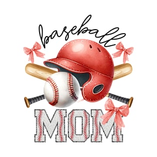 Baseball Mom with Bows T-Shirt