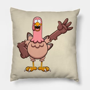 Waving Cartoon Turkey Pillow