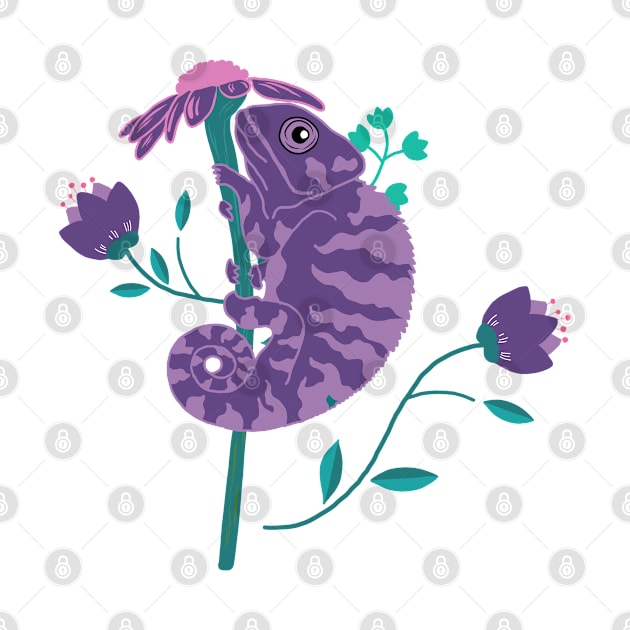 Chameleon with a flower by Unalome_Designs