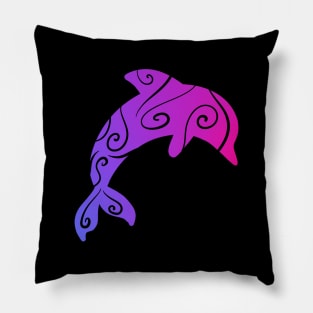 Pink And Purple Dolphin Pillow