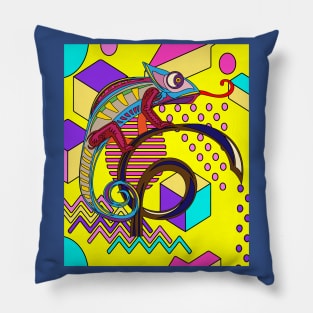 Funny Colorful Chameleon Reptile Camouflage Pillow