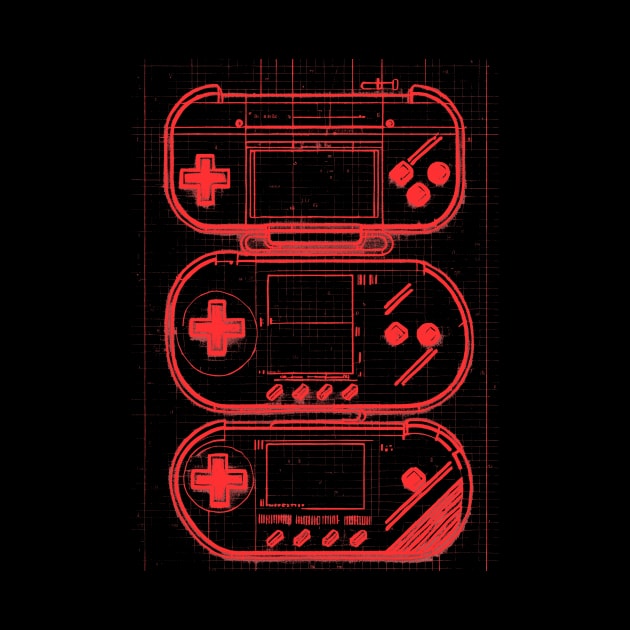 Red Handheld Gaming Blueprint by Trip Tank