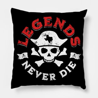 Legends Never Die // Grunge Pirate Skull Black and Red Pillow