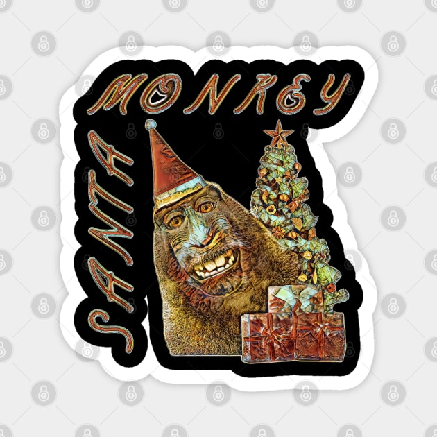 Santa Monky Christmas tree gift Magnet by UMF - Fwo Faces Frog