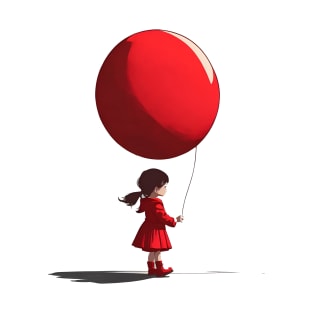 Little Girl With Big Red Balloon T-Shirt