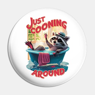 Just Cooning Playful Raccoon Splashing in Bath Pin