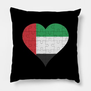 Emirati Jigsaw Puzzle Heart Design - Gift for Emirati With United Arab Emirates Roots Pillow