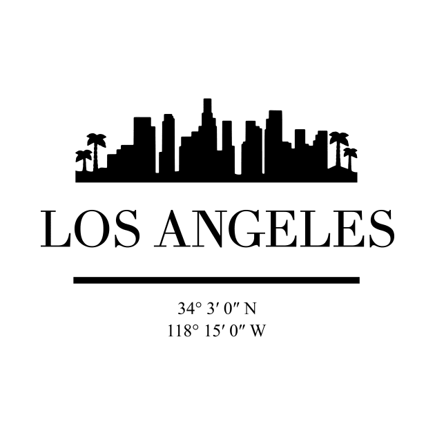 LOS ANGELES CALIFORNIA BLACK SILHOUETTE SKYLINE ART by deificusArt