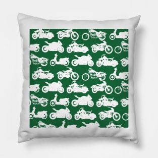 Motorcycle Collection Green Background Pillow