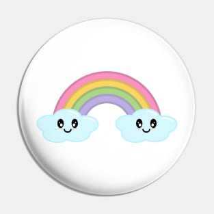 Kawaii Cute Happy Rainbow and Clouds Pin