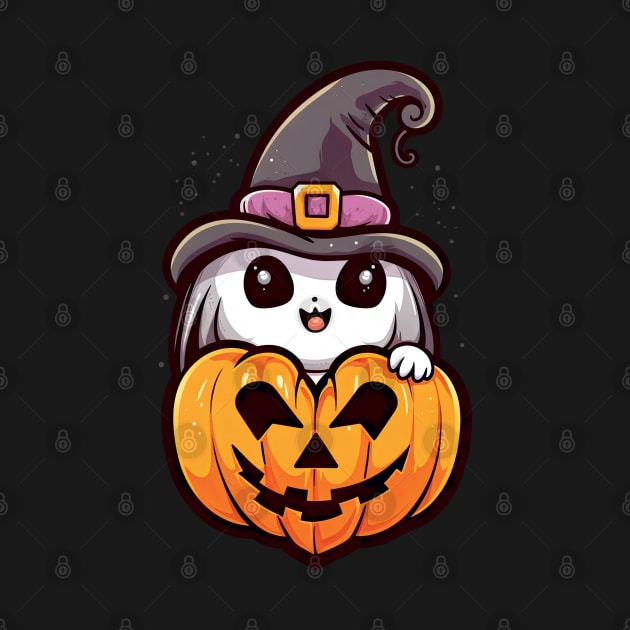 Adorable Ghost with heart shaped Pumpkin by The-Dark-King
