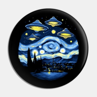 Starry Night UFO Alien Gifts Men Women Kids Funny Alien Pin