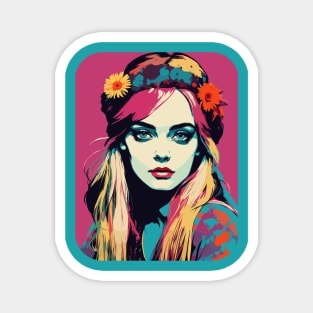 Hippie girl pop art portrait Magnet