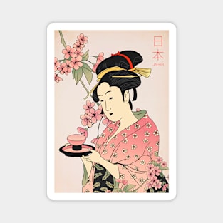 Geisha with Tea Magnet